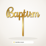 Baptism cake topper in Gold Mirror Acrylic