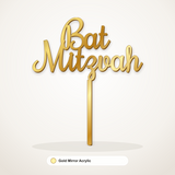 Bat Mitzvah cake topper in Gold Mirror Acrylic
