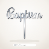 Baptism cake topper in Silver Mirror Acrylic