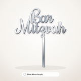 Bar Mitzvah cake topper in Silver Mirror Acrylic