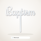 Baptism cake topper in White Acrylic
