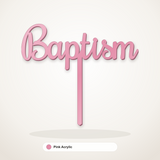 Baptism cake topper in Pink Acrylic