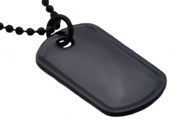 Men's black plated stainless steel dog tag pendant necklace
