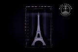 3D Crystal Eiffel Tower engraved inside a clear crystal block
