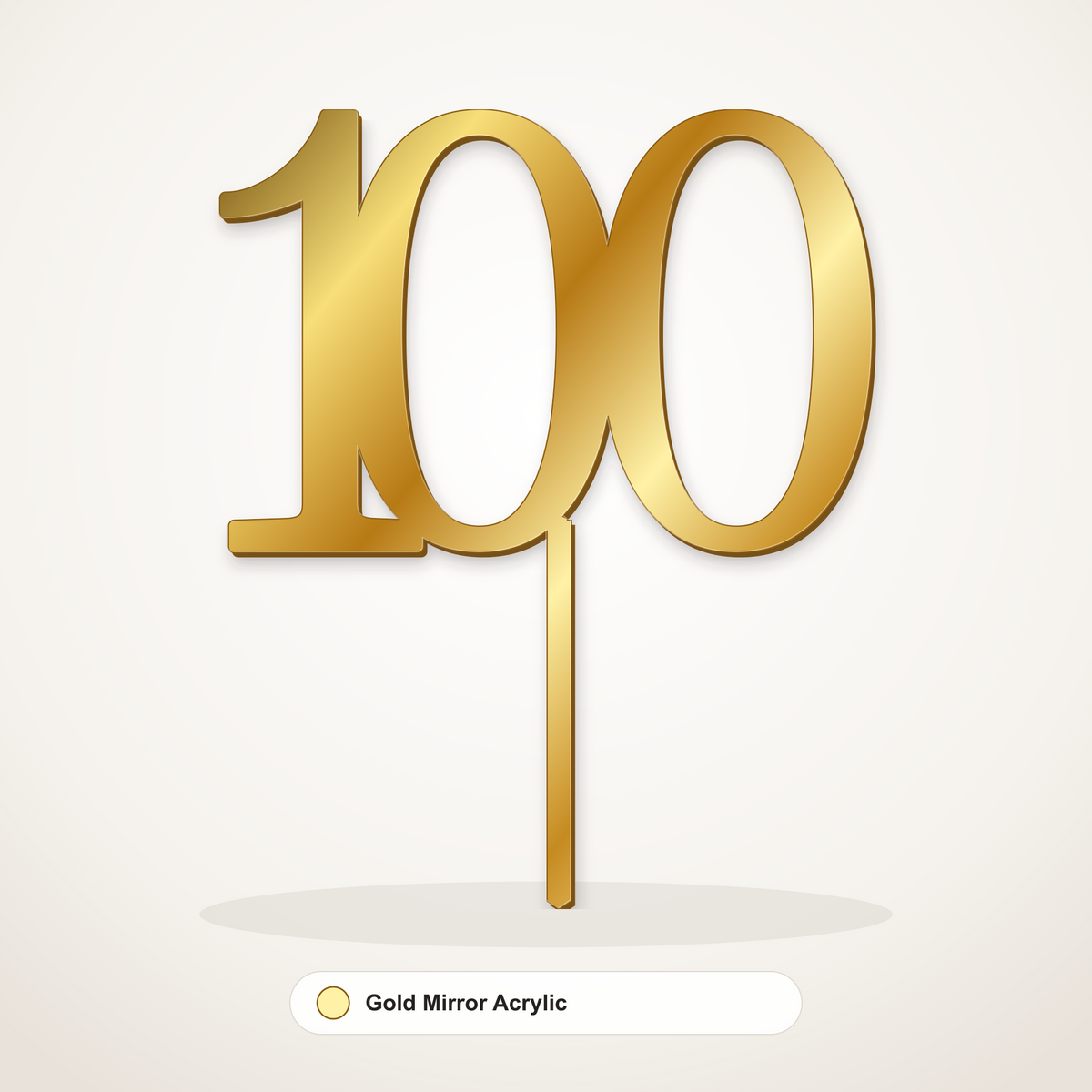 100 cake topper in Gold Mirror Acrylic