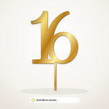 16 cake topper in Gold Mirror Acrylic