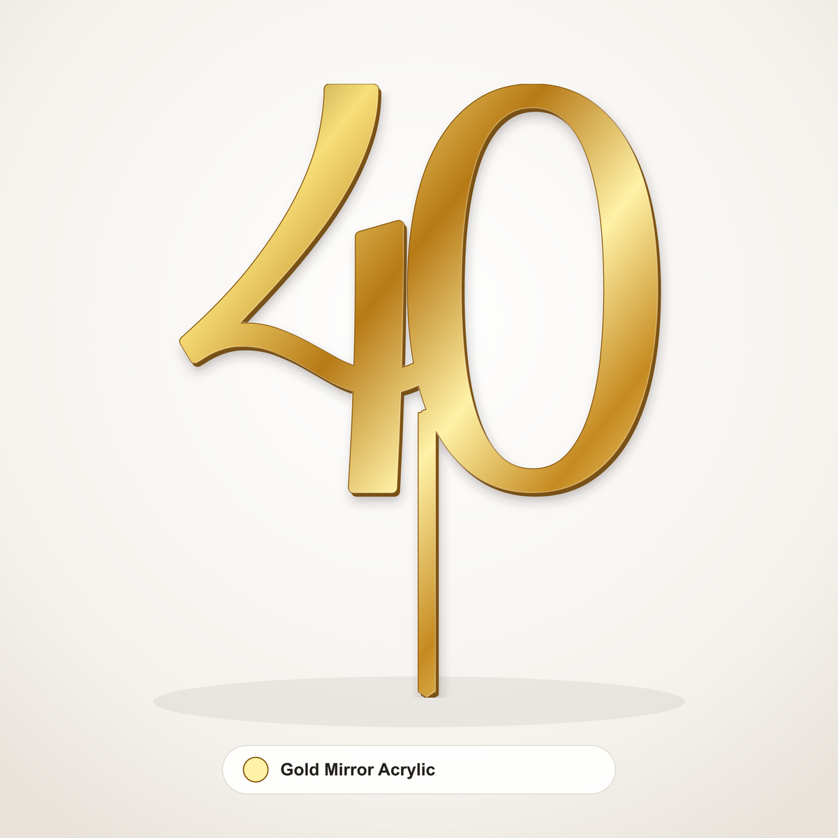 40 cake topper in Gold Mirror Acrylic