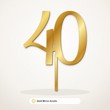 40 cake topper in Gold Mirror Acrylic