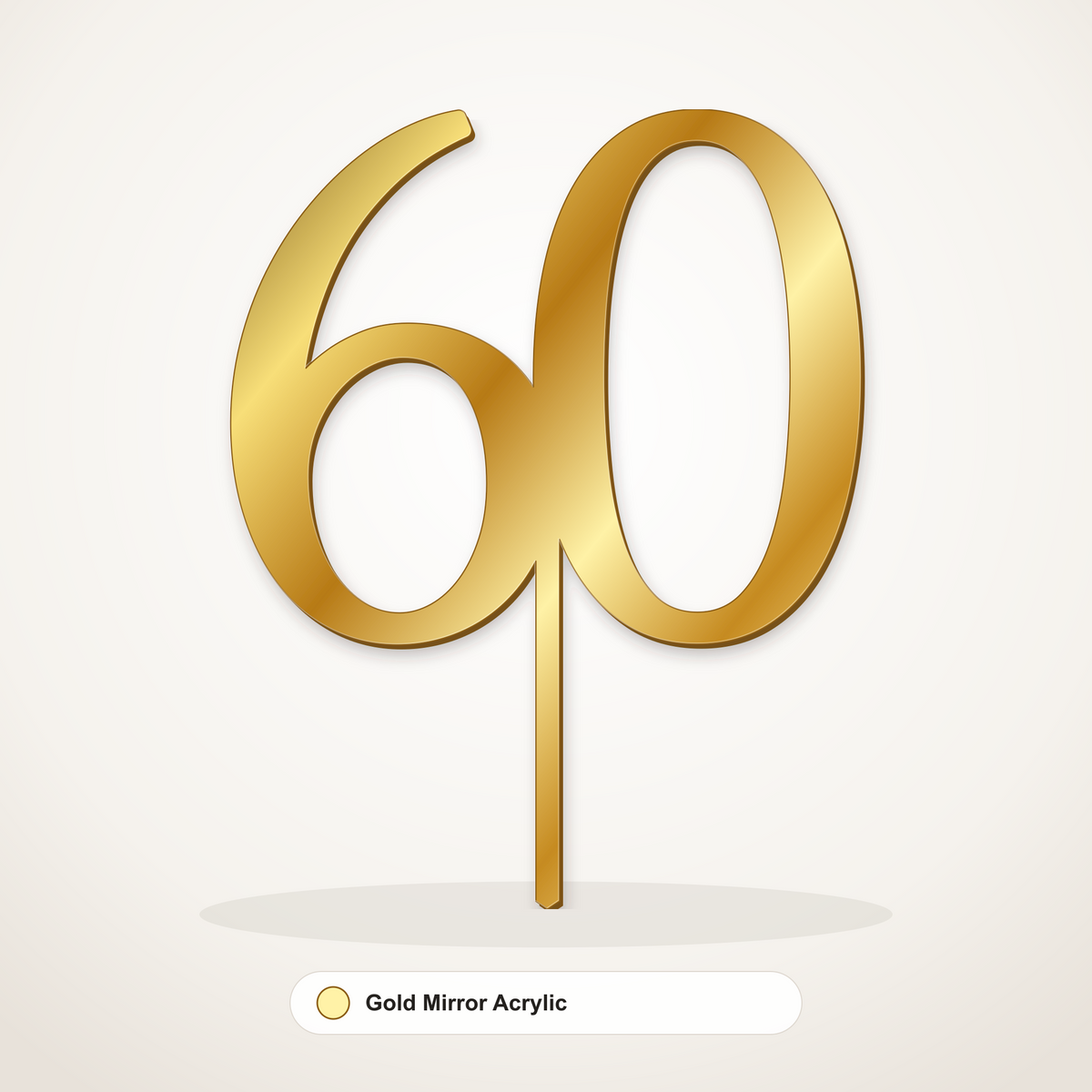 60 cake topper in Gold Mirror Acrylic