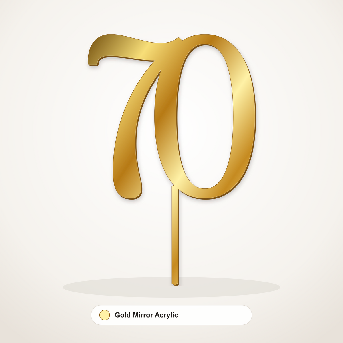 70 cake topper in Gold Mirror Acrylic