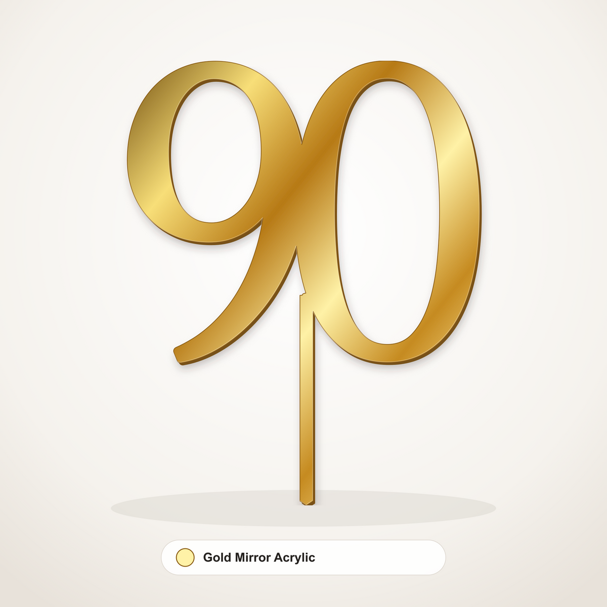 90 cake topper in Gold Mirror Acrylic