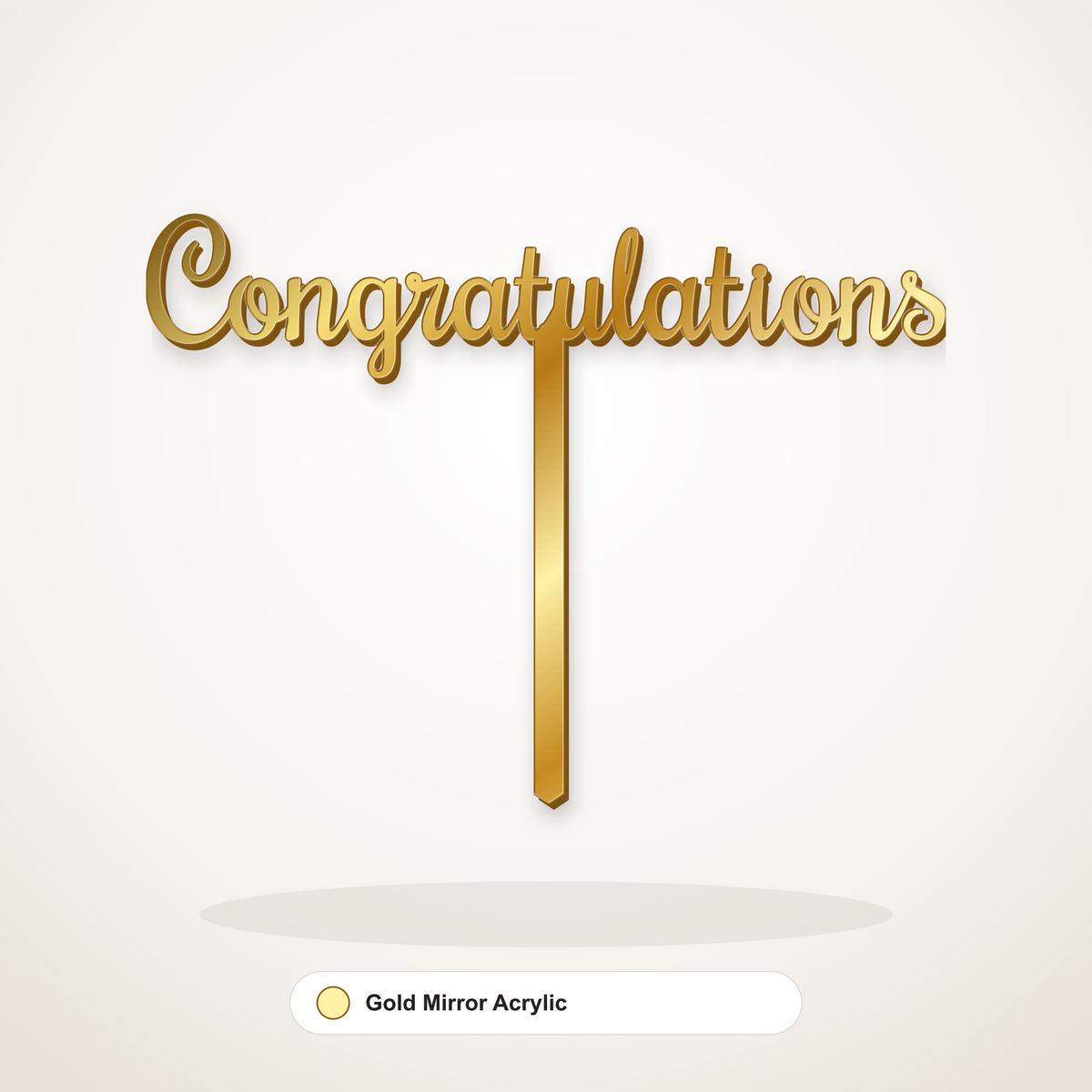 Congratulations cake topper in Gold Mirror Acrylic