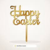 Happy Easter cake topper in Gold Mirror Acrylic