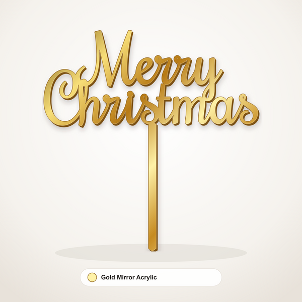 Merry Christmas cake topper in Gold Mirror Acrylic