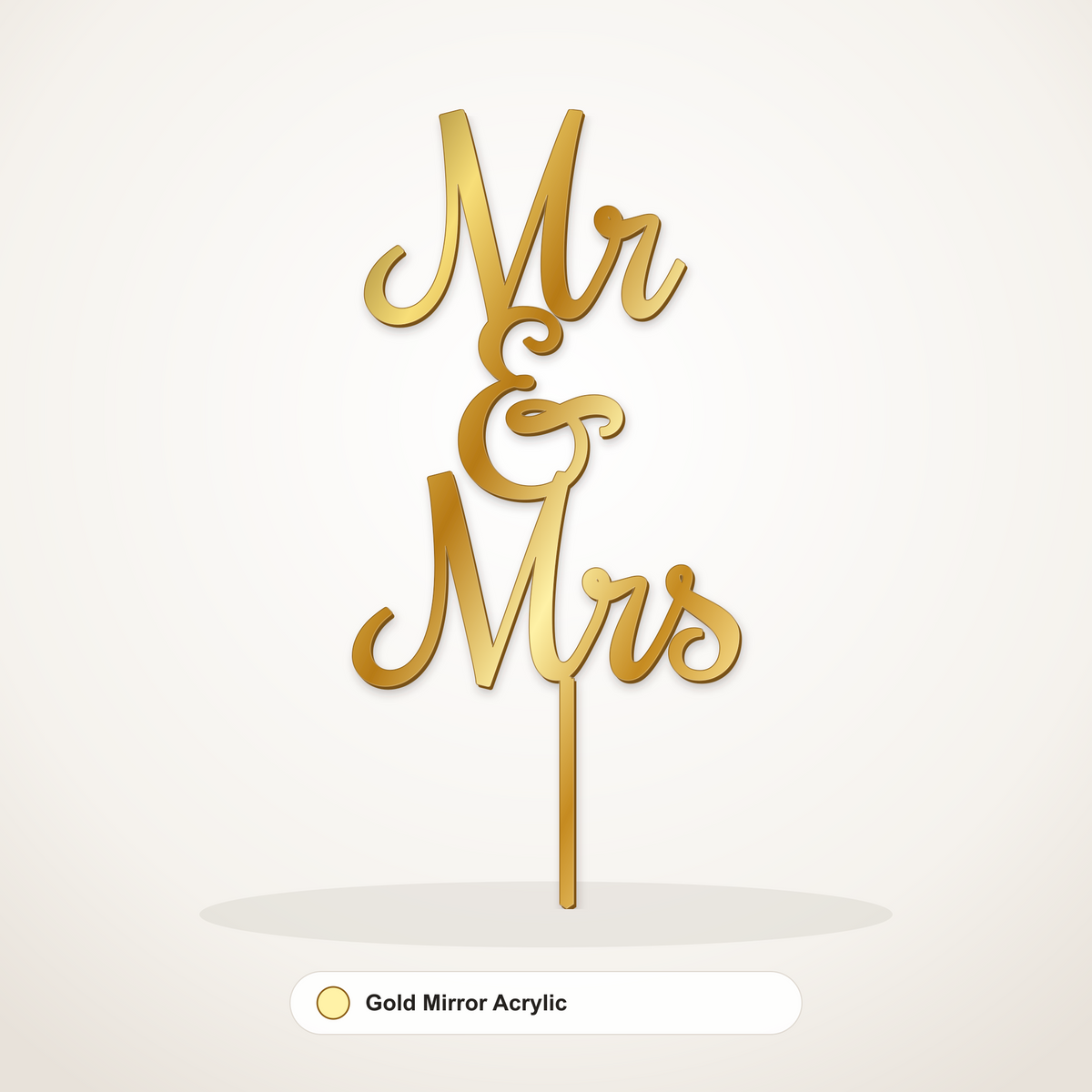Mr & Mrs cake topper in Gold Mirror Acrylic