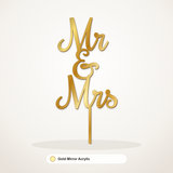 Mr & Mrs cake topper in Gold Mirror Acrylic