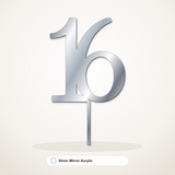 16 cake topper in Silver Mirror Acrylic