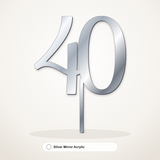 40 cake topper in Silver Mirror Acrylic