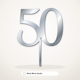 50 cake topper in Silver Mirror Acrylic