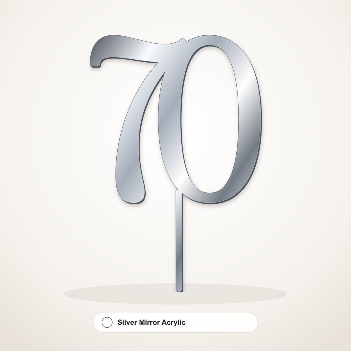 70 cake topper in Silver Mirror Acrylic