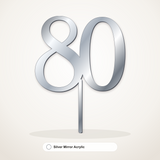 80 cake topper in Silver Mirror Acrylic