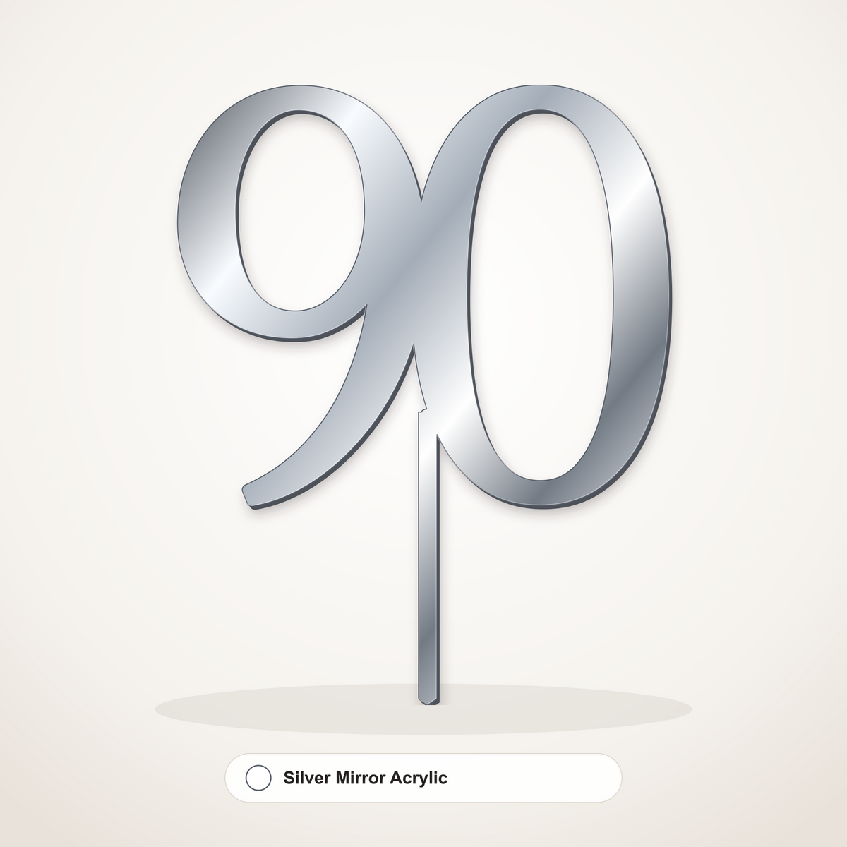 90 cake topper in Silver Mirror Acrylic