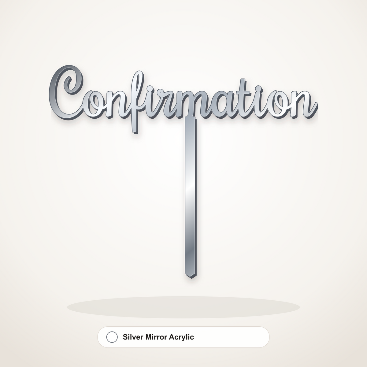 Confirmation cake topper in Silver Mirror Acrylic