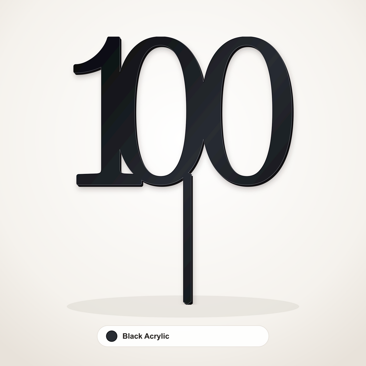 100 cake topper in Black Acrylic