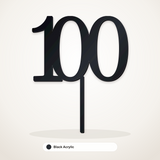 100 cake topper in Black Acrylic