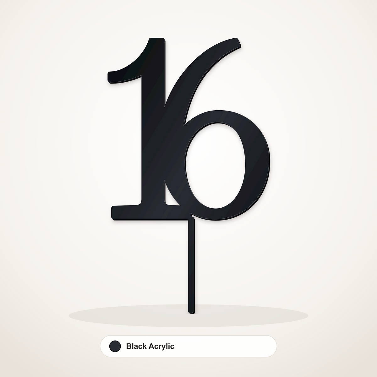 16 cake topper in Black Acrylic