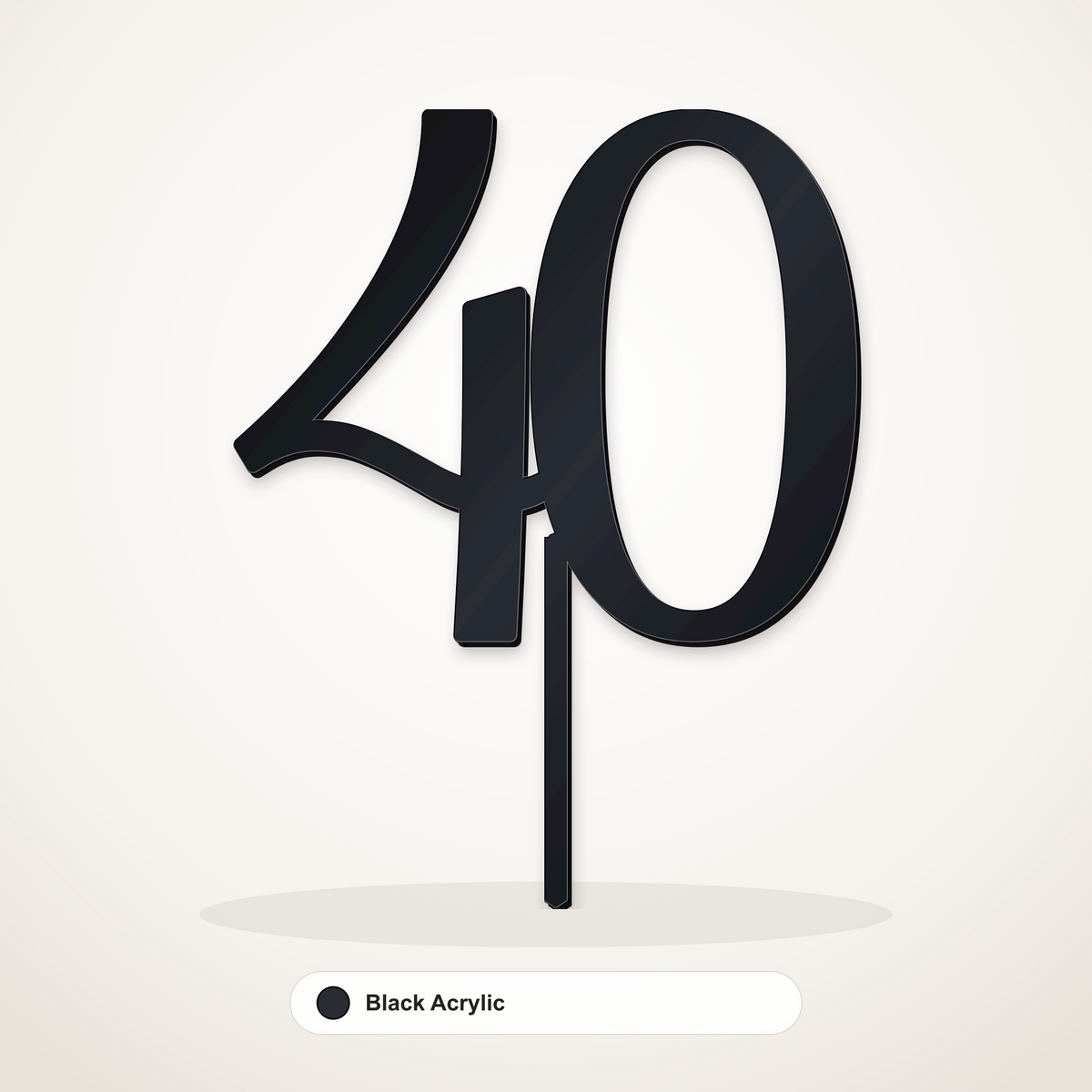 40 cake topper in Black Acrylic