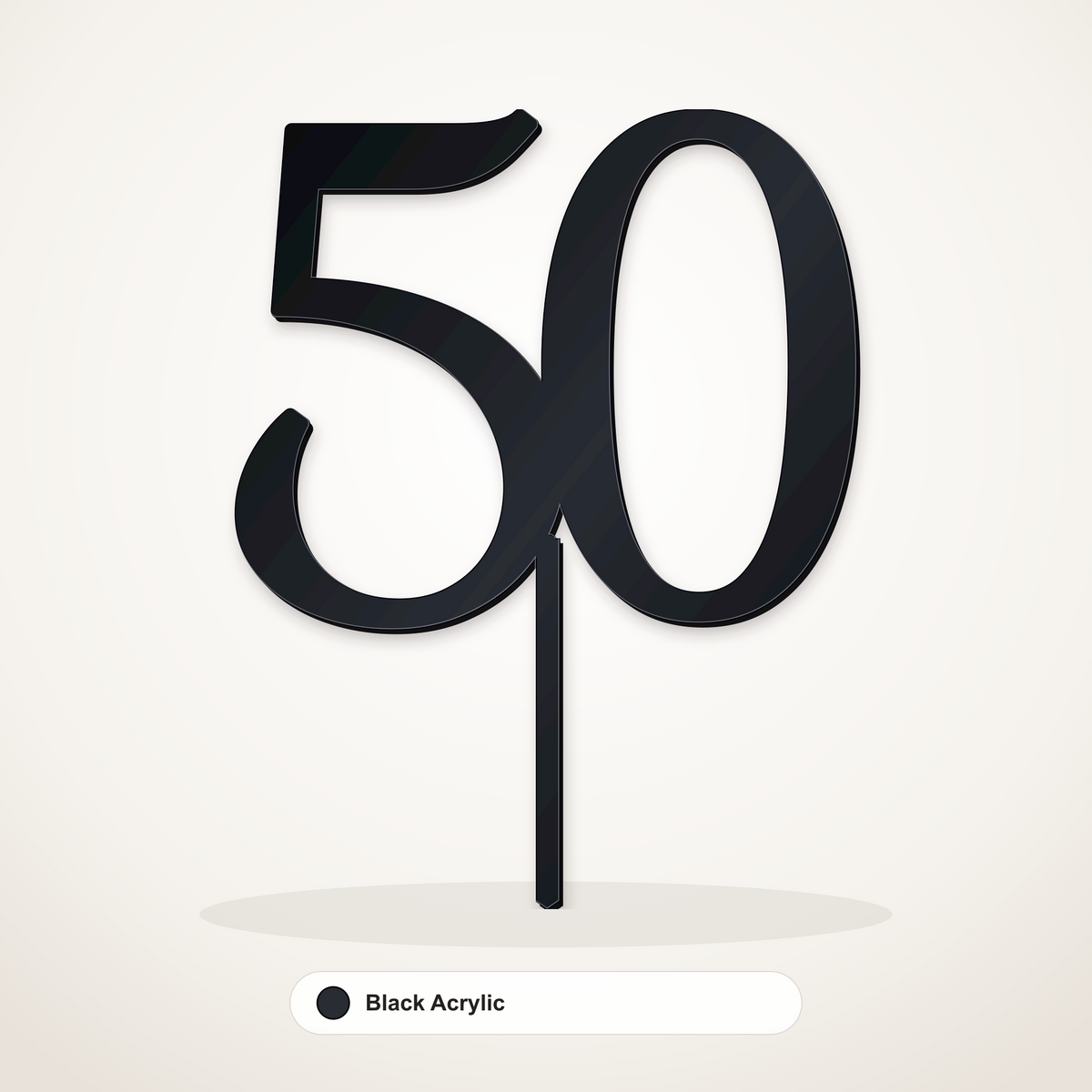 50 cake topper in Black Acrylic