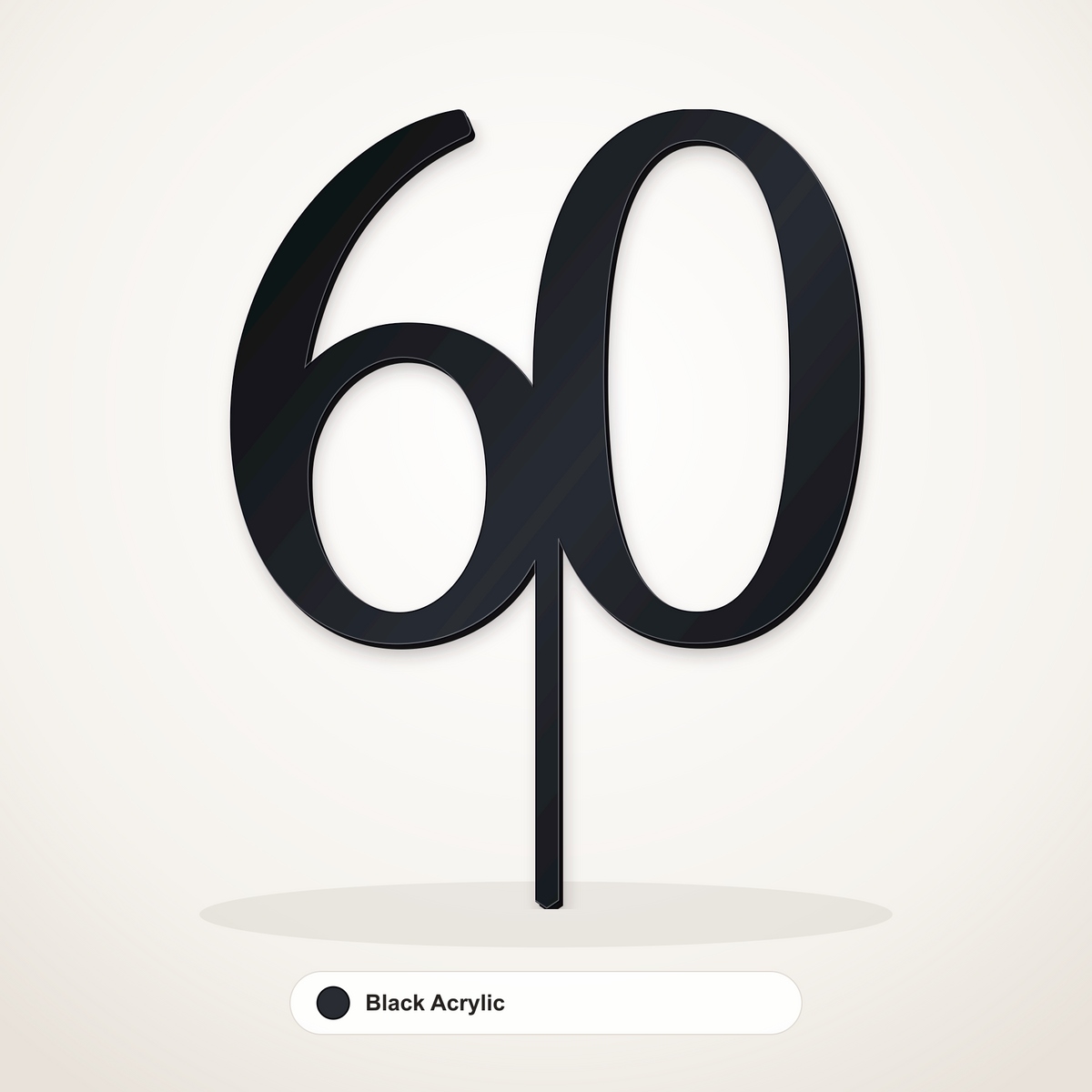 60 cake topper in Black Acrylic
