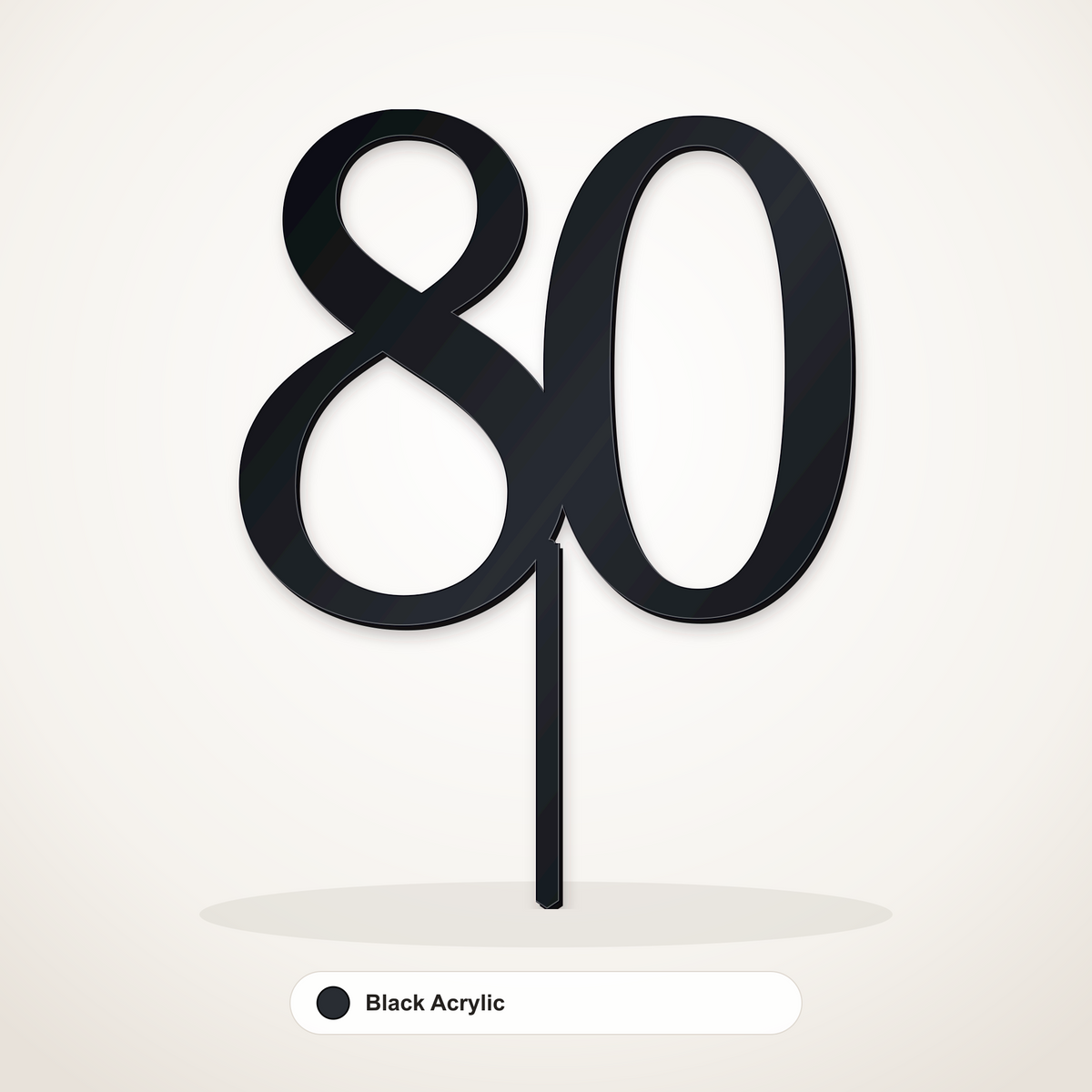80 cake topper in Black Acrylic