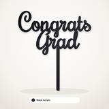 Congrats Grad cake topper in Black Acrylic