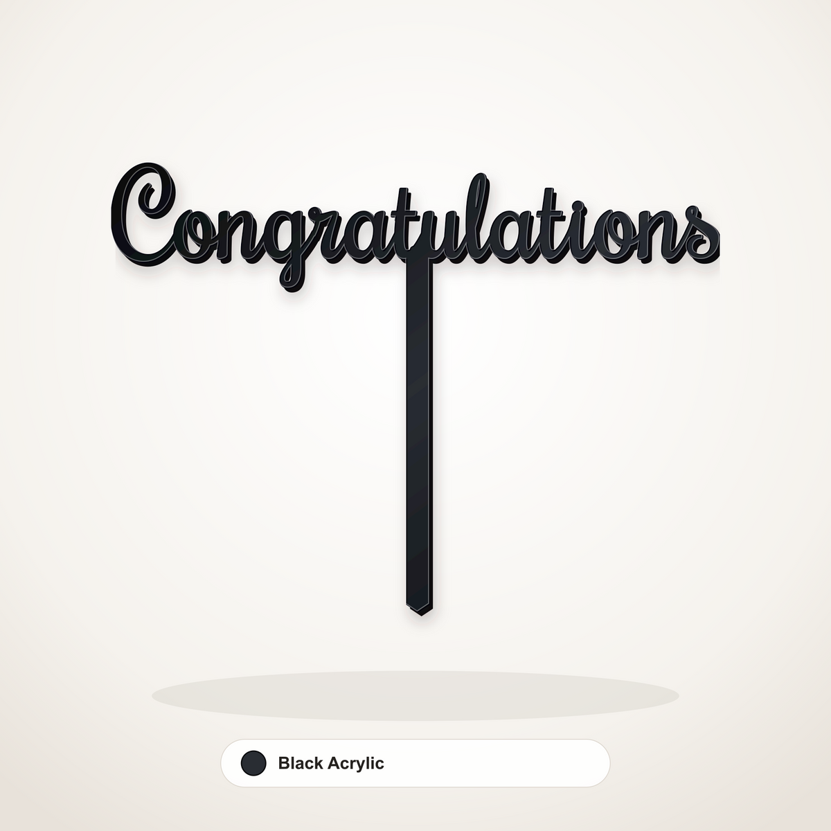 Congratulations cake topper in Black Acrylic