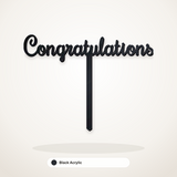 Congratulations cake topper in Black Acrylic