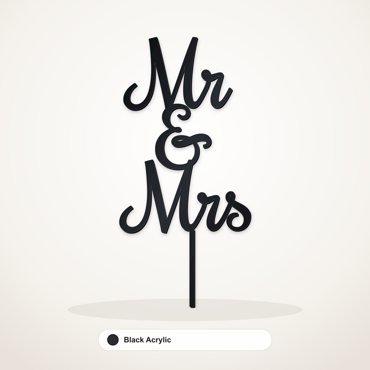 Mr & Mrs cake topper in Black Acrylic