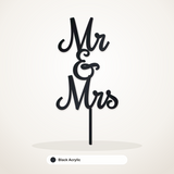 Mr & Mrs cake topper in Black Acrylic