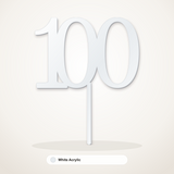 100 cake topper in White Acrylic