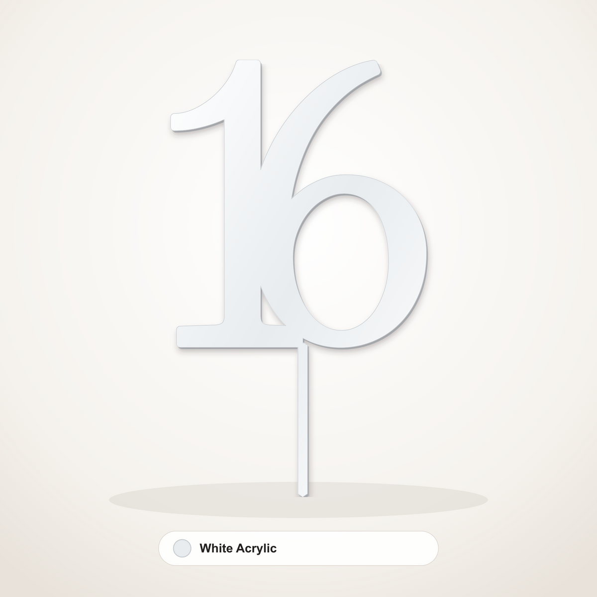 16 cake topper in White Acrylic