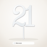 21 cake topper in White Acrylic