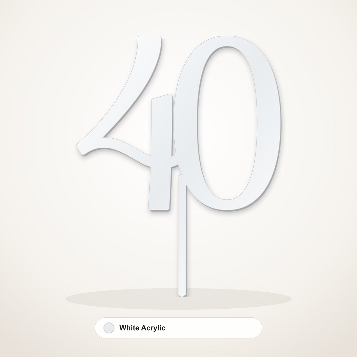 40 cake topper in White Acrylic