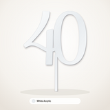 40 cake topper in White Acrylic