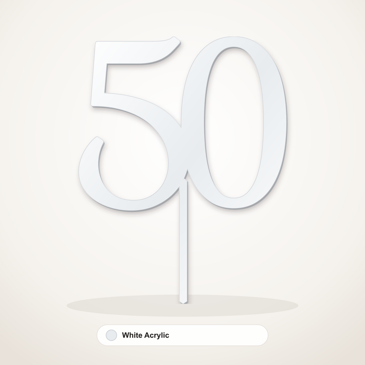 50 cake topper in White Acrylic