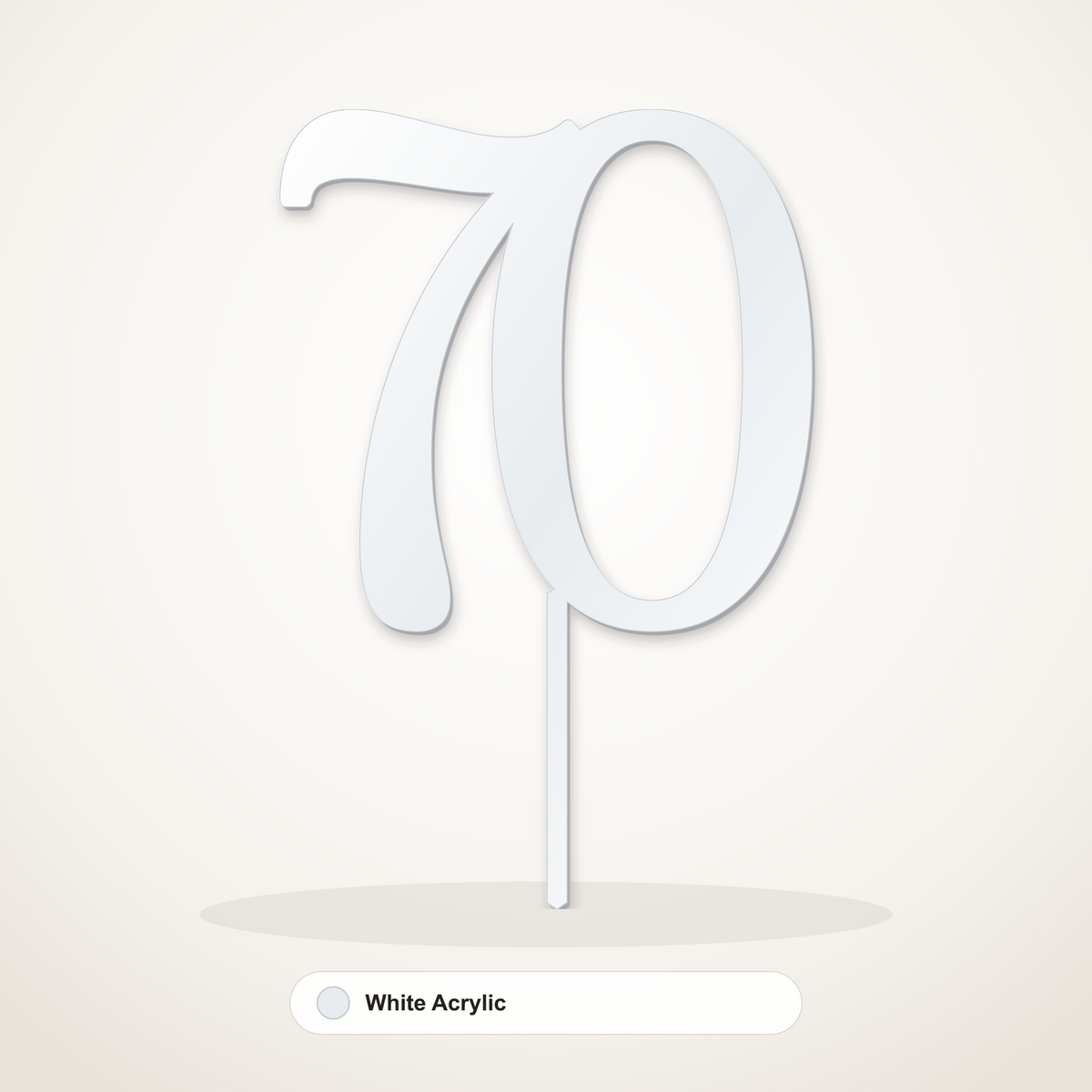 70 cake topper in White Acrylic