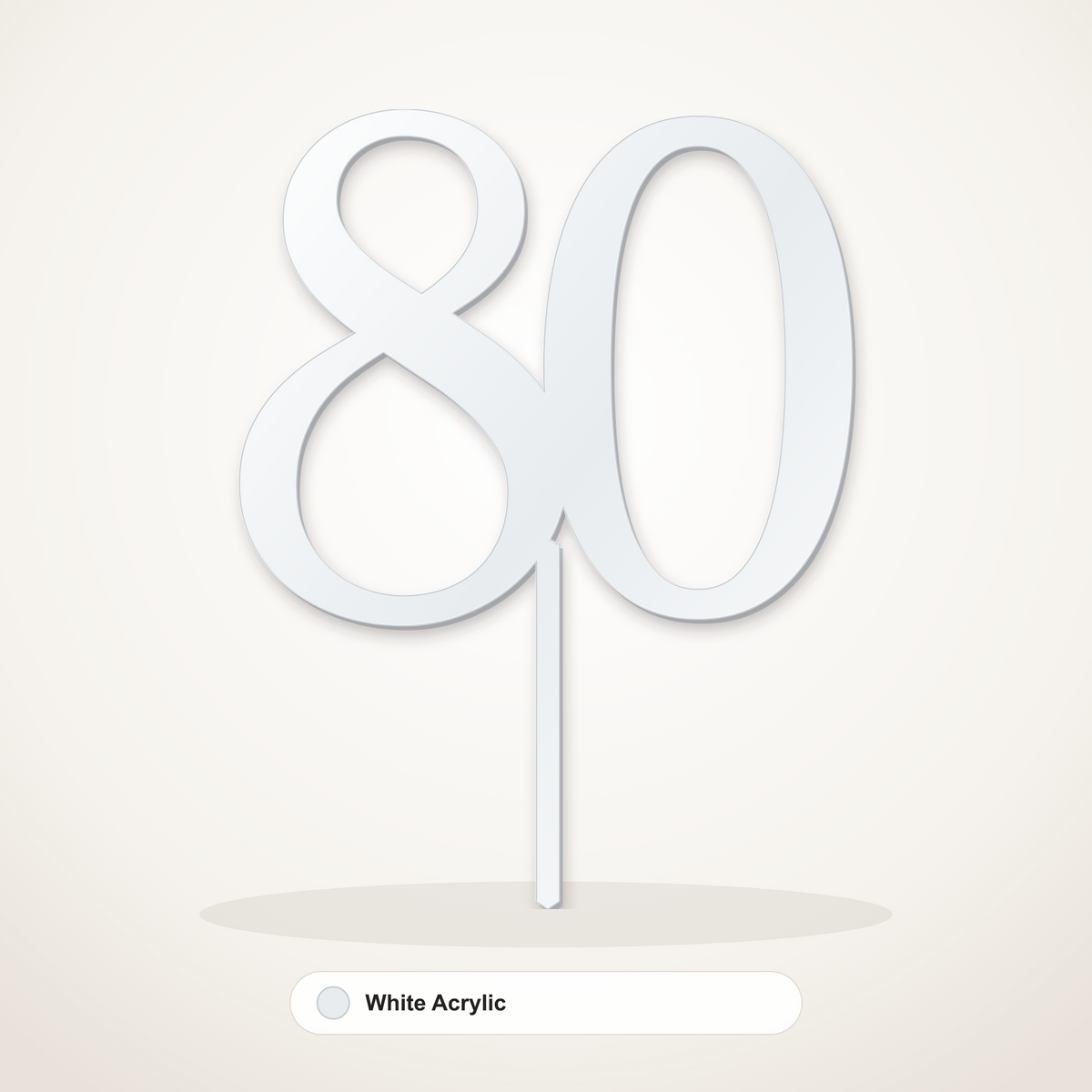 80 cake topper in White Acrylic
