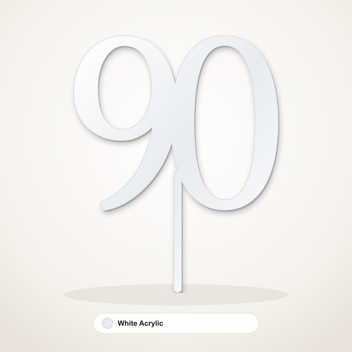 90 cake topper in White Acrylic