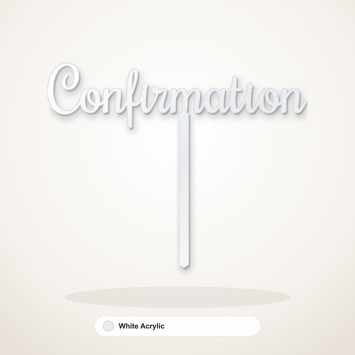 Confirmation cake topper in White Acrylic