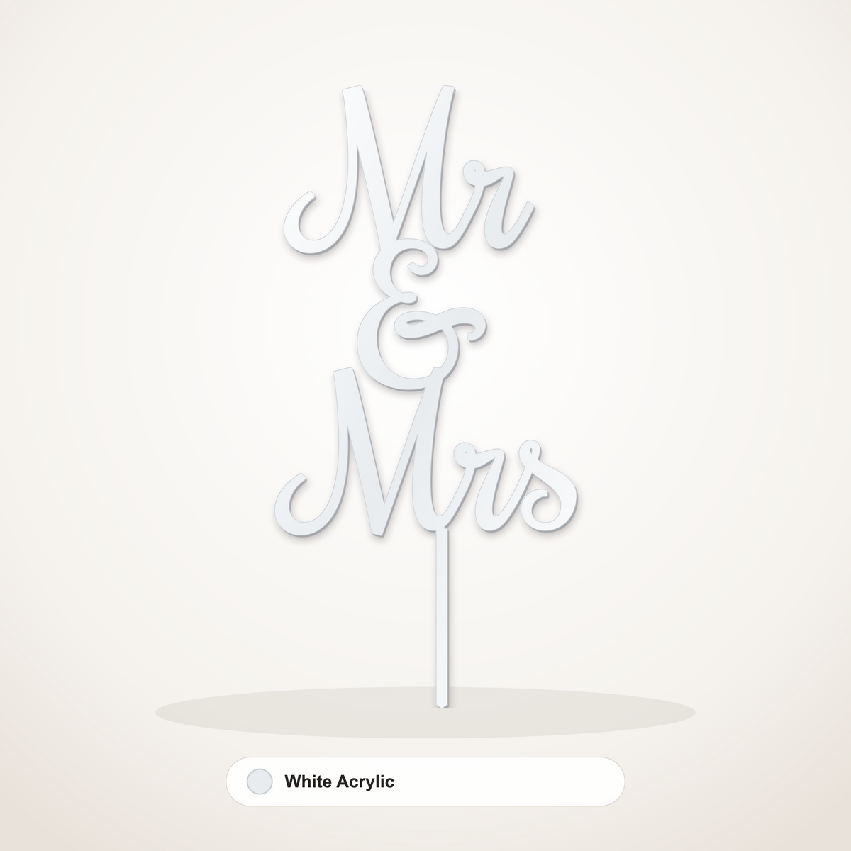 Mr & Mrs cake topper in White Acrylic